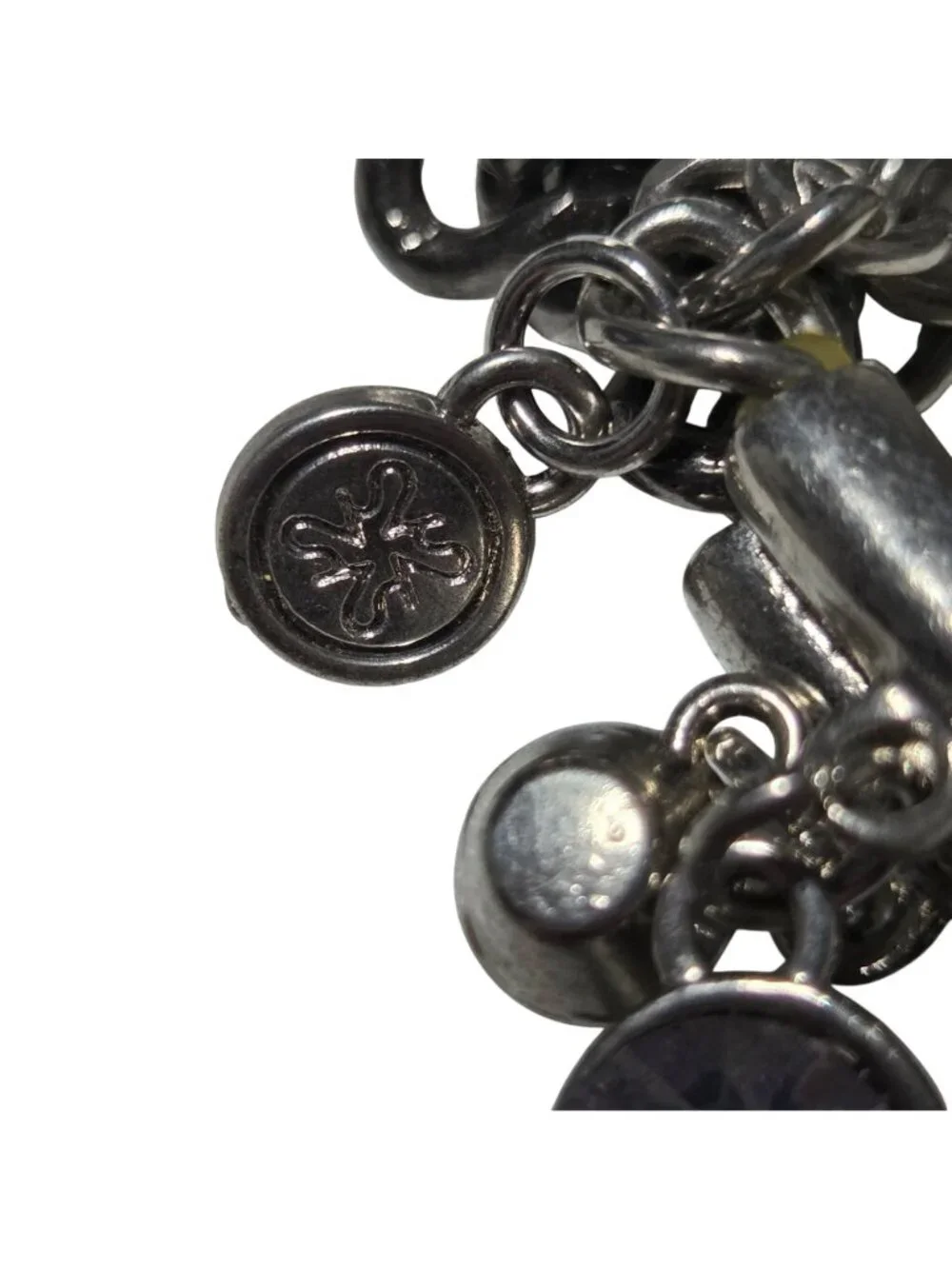 Y2 Glam Charm Bracelet Silver Tone Multi Strand Bracelet Rocker Fashion Jewelry